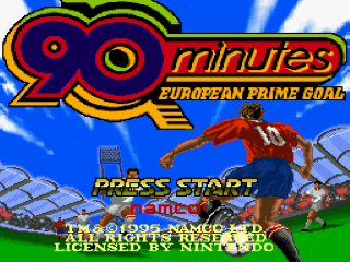 90 Minutes European Prime Goal title screen for Super Nintendo